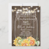 素朴な木、瓶、引っ越し祝いパーティーパーティー 招待状 (正面)