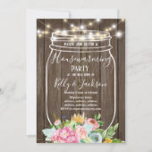 素朴な木、瓶、引っ越し祝いパーティーパーティー 招待状 (正面)