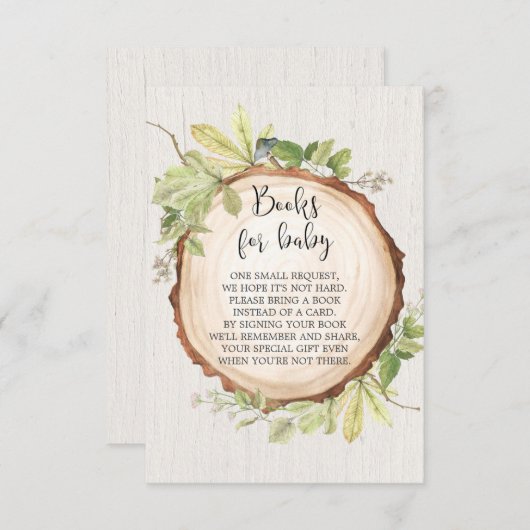 素朴な本の要求ベビーシャワー、本は代りに梳きます エンクロージャーカード (正面/裏面)