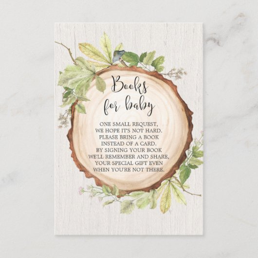 素朴な本の要求ベビーシャワー、本は代りに梳きます エンクロージャーカード (正面)