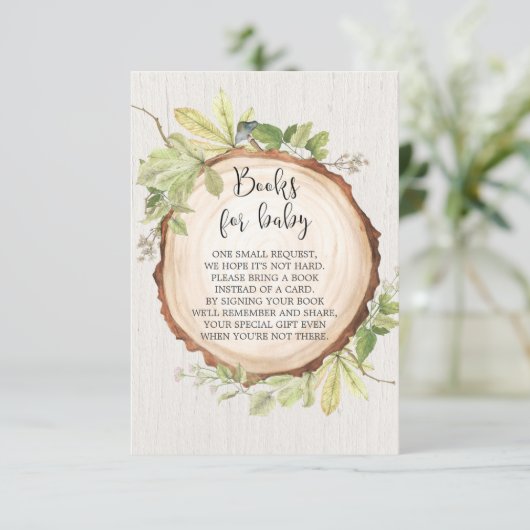 素朴な本の要求ベビーシャワー、本は代りに梳きます エンクロージャーカード (スタンド正面)