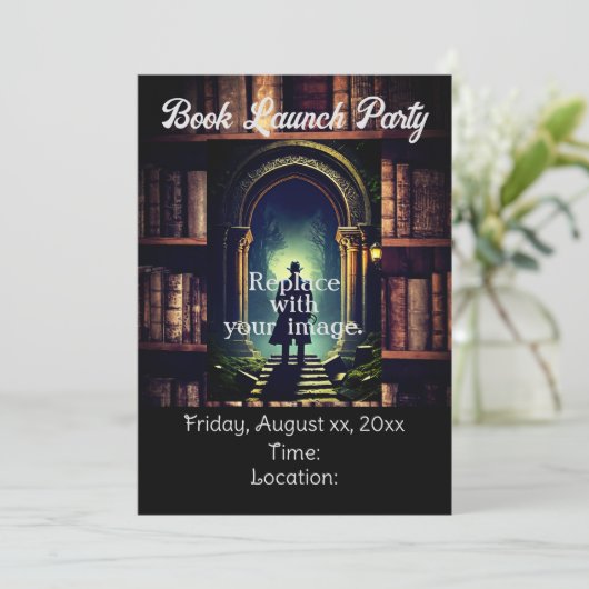 素朴な本棚の背景 招待状 (スタンド正面)