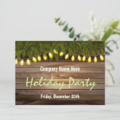 素朴な松と納屋の板のクリスマス パーティー 招待状 (スタンド正面)