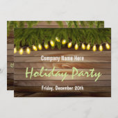 素朴な松と納屋の板のクリスマス パーティー 招待状 (正面/裏面)