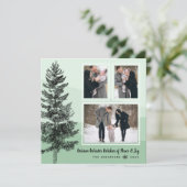 素朴な松の木とミントの3枚写真コラージュの挨 シーズンカード (スタンド正面)