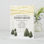 素朴な松の木の冬の結婚式　12月　雪 招待状 (スタンド正面)