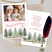 素朴な松の木の家族写真 楽しいクリスマス シーズンカード