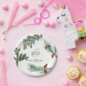 素朴な松の木の森のグリーン ウェディング ペーパープレート (パーティー)