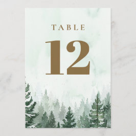 素朴な松の木の森のテーブルナンバー 招待状