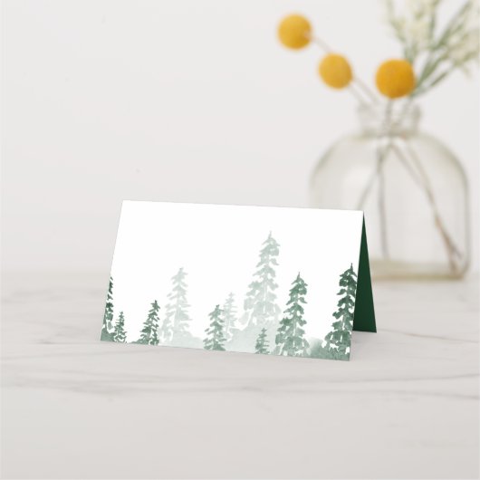 素朴な松の木の森のプレースカード プレイスカード (正面)