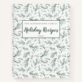 素朴な松の枝の模様のホリデーレシピ ノートブック (正面)