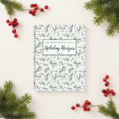 素朴な松の枝の模様のホリデーレシピ ノートブック