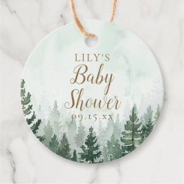 素朴な松の森のベビーシャワー フェイバータグ