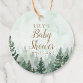 素朴な松の森のベビーシャワー フェイバータグ (裏面)