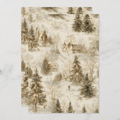 素朴な松の森の招待状の背景 | ビンテージ 招待状 (正面/裏面)