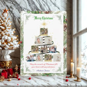 素朴な松の葉のモザイク ホリデー グリーティング シーズンカード