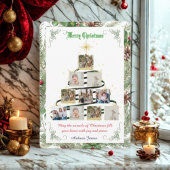 素朴な松の葉のモザイク ホリデー グリーティング シーズンカード