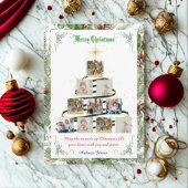 素朴な松の葉のモザイク ホリデー グリーティング シーズンカード