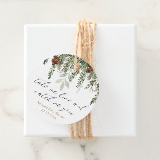 素朴な松の赤ちゃんシャワーメッセージカード フェイバータグ (インサイチュ)
