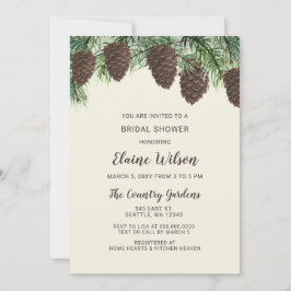 素朴な松ぼっくり冬の結婚式 ブライダルシャワー 招待状