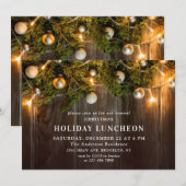 素朴な松ぼっくり ブランチ ホリデー ランチョン 招待状 (正面/裏面)