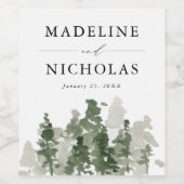 素朴な松林のウェディング ワインラベル (シングルラベル)