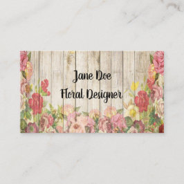 素朴な板およびバラの名刺 名刺