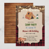 素朴な林業キャンプをテーマにした 招待状 (正面/裏面)