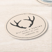 素朴な枝角の保存日付 ラウンドペーパーコースター (アングル)