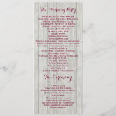 素朴な枝角の花の木製の結婚式プログラム プログラム (裏面)