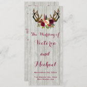 素朴な枝角の花の木製の結婚式プログラム プログラム (正面/裏面)