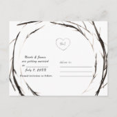 素朴な枝 ツル 棍棒のリース 保存日 案内ポストカード (裏面)