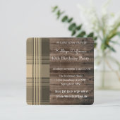 素朴な格子縞のエレガントな誕生日パーティーの招待状 招待状 (スタンド正面)