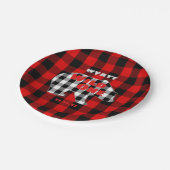 素朴な格子縞の最初誕生会野生の1頭のくま ペーパープレート (アングル)