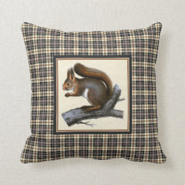素朴な格子縞の装飾用クッションを持つヴィンテージのリス クッション