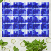 素朴な格子縞の青は台所タオルに耐えます キッチンタオル (折り畳み)