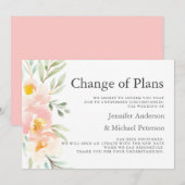 素朴な桃の花の新しい計画 ウェディング延期 案内状 (正面/裏面)