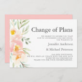 素朴な桃の花の新しい計画 結婚延期 案内状 (正面/裏面)