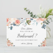 素朴な桃の花飾り - 私の花嫁の介添人になってくれる？ 招待状 (スタンド正面)