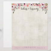 素朴な桜の花の自然な水彩画 レターヘッド (正面/裏面)