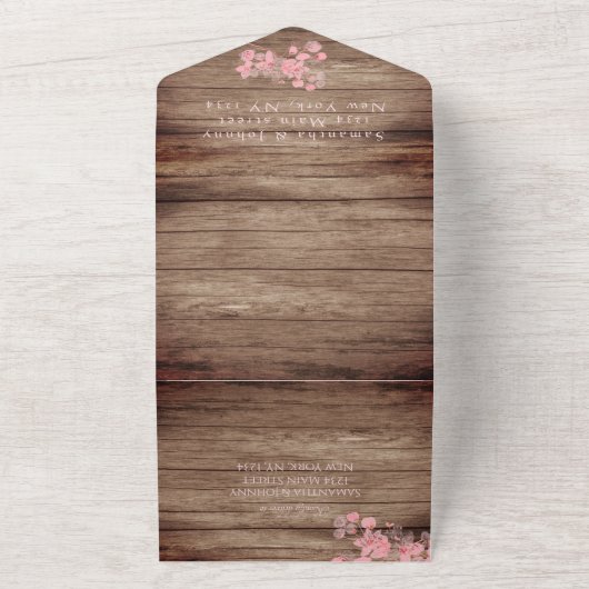 素朴な桜の花日本の花木さくら オールインワン招待状 (外側)