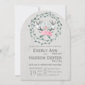 素朴な森のガーランド 鹿の角 バーンワッド 結婚式 招待状 (正面)