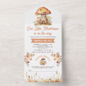 素朴な森のキノコのベイビーシャワー オールインワン招待状 (内側)