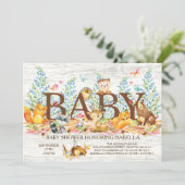 素朴な森のニュートラルベビーシャワー招待状 招待状 (スタンド正面)