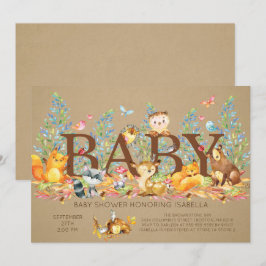 素朴な森のニュートラルベビーシャワー招待状 招待状