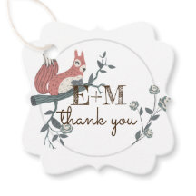 素朴な森のリス　モノグラムの感謝メッセージ