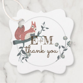 素朴な森のリス　モノグラムの感謝メッセージ フェイバータグ
