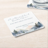 素朴な森の冬のウェディングシャワー スクエアペーパーコースター (アングル)