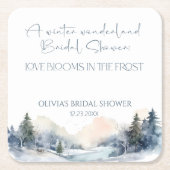 素朴な森の冬のウェディングシャワー スクエアペーパーコースター (正面)