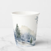 素朴な森の冬のウェディングシャワー 紙コップ (正面)